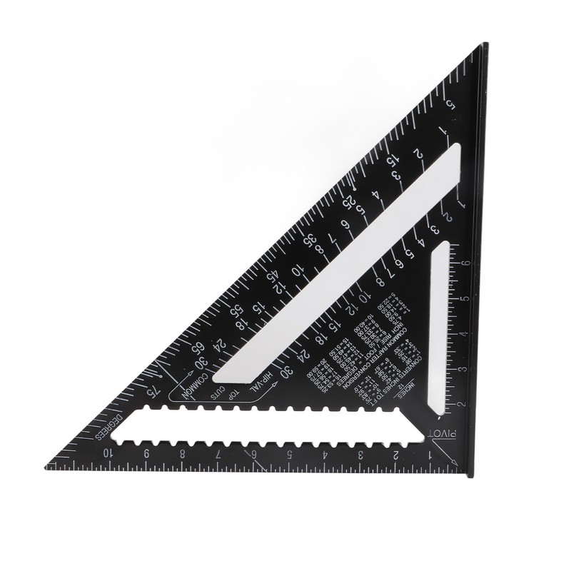 Triangle Ruler Black Right Angle Ruler Inch Metric Aluminum Alloy