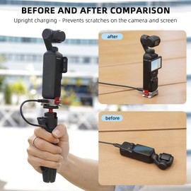 Pocket 3 Charging Adapter Base Accessories, Type-C Charging Station Charging Base Fit Arca-Swiss, Fit DJI Quick Release with 1/4 Screw Hole/Folding Finger Holder