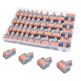 XALXMAW 40Pcs Lever Wire Connector, DIY Mini Compact Splicing Electrical Connectors Assortment Pack Kit for Quick Connect 28-12 AWG
