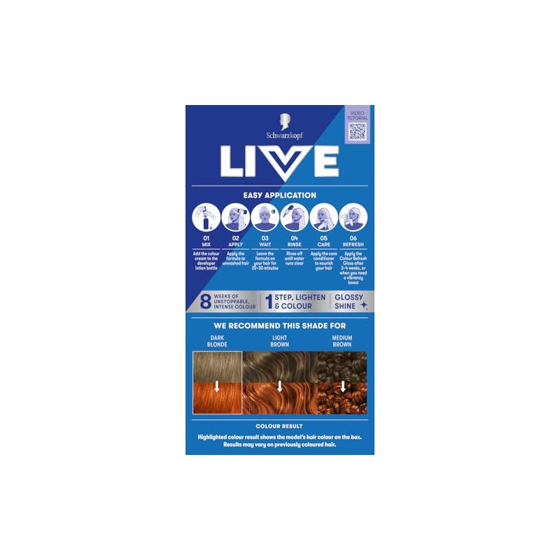 Schwarzkopf LIVE Intense Colour L74 Tangerine Twist, Long-lasting Permanent Copper