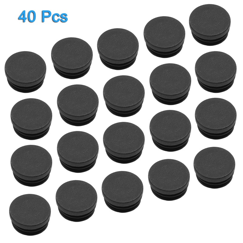 Kyuionty 40 Pack 7/8" Round Black PE Plastic Plugs for