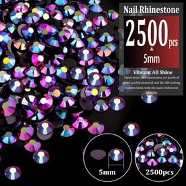 BELLEBOOST BELLEBOOST 2500pcs 5mm Resin Rhinestones Bulk, Purplish Black AB Flatback Round Jelly Rhinestones Non Hotfix Crystal Gems Large Quantity Wholesale for DIY Crafts Clothes Bottles Face Makeup Manicure
