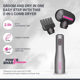 FLOOF Pet Hair Dryer, 2-in-1 Dog Comb Dryer, Drying & Combing with Negative Ions, Adjustable Temperatures, 20V Powershare Freedom, FLOOF Portable Pet Grooming System (Battery not included）