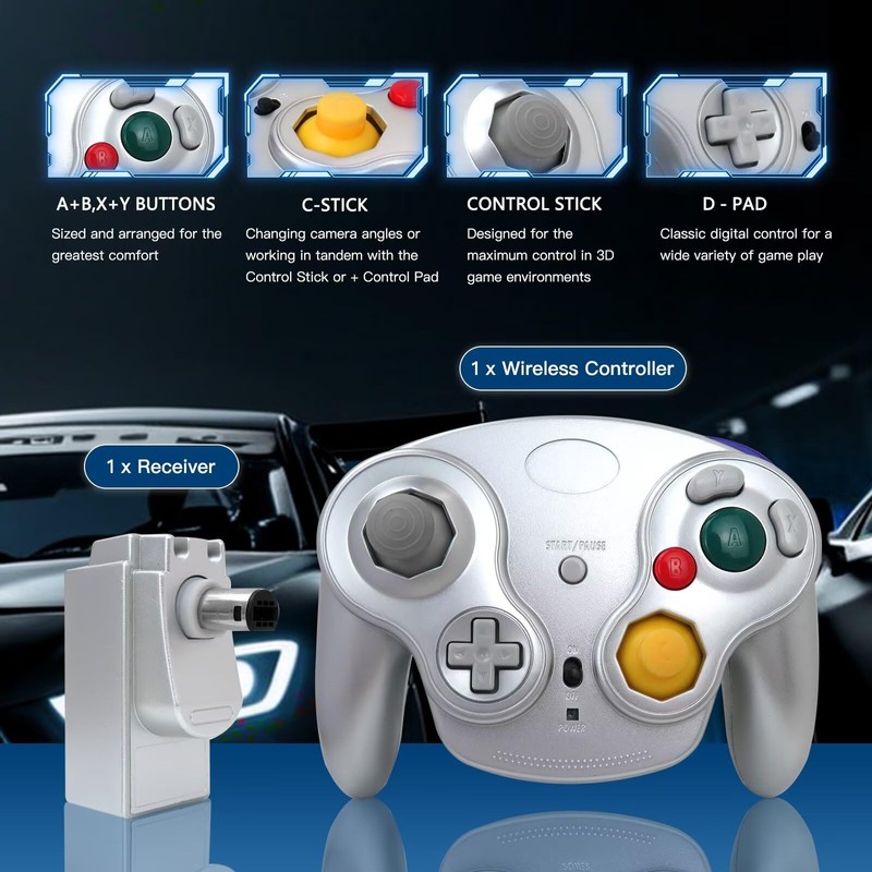 BSDLIET Upgraded Wireless Controller for NGC With Adapter Gamepad Replacement