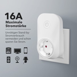 HBN Wireless Socket with Remote Control 3680 W, 3 Sockets + 1 Handheld Transmitter, Remote Controlled Plug for Indoor, Self-Learning Function, Range 30 m, White