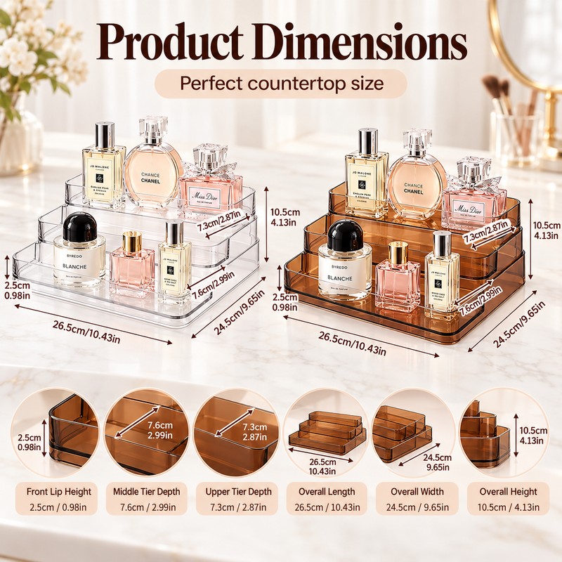 Transparent Cosmetic Organizer for Perfume & Makeup Storage – Sturdy