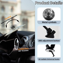 Car Cymbal Drum Accessories for Air Vent, 2 pcs Gold and Silver Drum Vehicle Accessories, Easy Installation, Funny Metal Musical Ornaments for Vent (Silver)