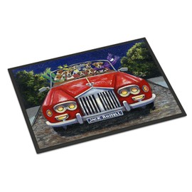 Caroline's Treasures PPP3262MAT Jack Russell Evening Cruise Doormat 18x27 Front Door Mat Indoor Outdoor Rugs for Entryway, Non Slip Washable Low Pile, 18H X 27W