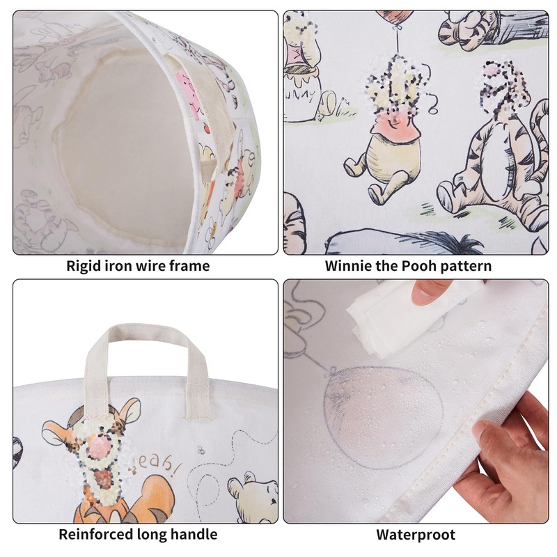 Bear Storage Basket,Nursery Large Hamper Canvas Laundry Basket Foldable With