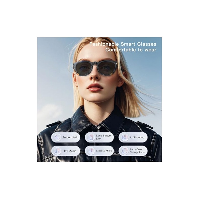 Dpofirs Gafas Inteligentes de Traducción de IA, Gafas de Sol