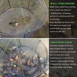 Drasry Fishing Net Trap for Crayfish Crab Bait Minnow Shrimp Foldable Fish Crawdad Cast Net Collapsible 39.4 * 31.5 in