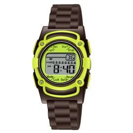 T TICCI Kids Digital 8 Alarm Vibrating Watch Medication Reminder Potty Urinary Training Pill Alert Vibra Medical Reminder for Children (Brown Green Brown)