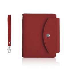 LAOTANGJIA PU Lipstick Case Holder with Mirror Holds 3pcs of Long Lipsticks Keychain Holder with Clip Travel Cases Organizer Bag for Outside Mini Bag Pouch Gift for Women-Red