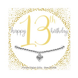 Girls 13th Birthday Gift - Silver Bracelet With Heart Charm - Sterling Silver Plated Adjustable - Solid Silver Charm - Versatile Silver Bracelet - Unique Gift for Young Person Relative School Friend