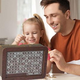 Saving Challenge,Wooden Money Box with Counter,Wooden Saving Challenge Money Box Saving Challenge Cash Saving Money Piggy Bank for Adults 1000 Saving Challenge Box