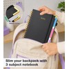 JASLEKO 3 Subject Notebook College Ruled with Dividers Tabs, 100