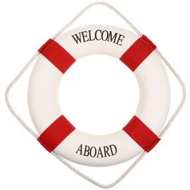 Garneck Decorative Life Ring 35cm Red Foam Buoy Wall Decoration with Perimeter Rope Nautical Decorative Life Ring Buoy for Summer Beach Home Party Decoration