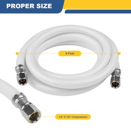 GUOFIS 6 FT Refrigerator Water Line, Polyester-Reinforced PVC Braided Ice Maker Hose with 1/4" Comp X 1/4"Compression Fittings(10PCS,6 Foot)(HOSE019-10Pack)