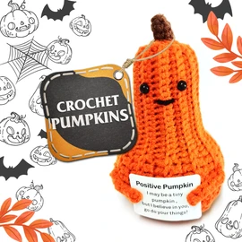 Positive Affirmation Pumpkin Crochet Figure - Positive Crochet Pumpkin Emotional Support Crochet Positive Office Decor Pumpkin Plush Mini Positive Affirmation Gifts