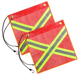 Red Flag Extra Long Highly Visible Reflective Warning Flag Red for Transport with Rubber Rope