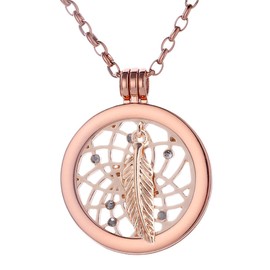 Morella women's rose gold necklace, 70 cm, stainless steel with amulet and coin, 33 mm, in jewellery bag., Stainless Steel