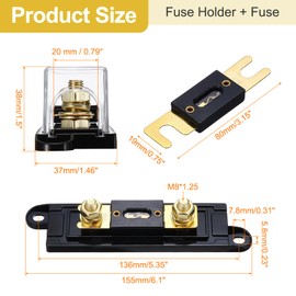 sourcing map 1 Set 30 A 32 V ANL Fuse Holder Kit 30 A Fuse 0/2/4/8 Gauge AWG Inline Fuse Block Fuse Box Automotive Fuse Block for Radio Audio Inverter Amplifier