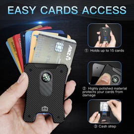 BAIXIXIG Metal Wallet for Men, Ergonomics Design Money Clip Wallet with Compass, Easily Removable Money & Cards, Minimalist Slim Wallet with RFID Blocking