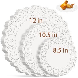 150 Pack Paper Doilies Assorted Sizes - 8.5inch, 10.5 inch and 12 inch Round White Paper Doilies for Food, Disposable Lace Paper Doilies Paper Placemats for Party Table Crafts Cakes Desserts Tableware