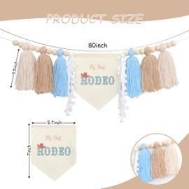 My First Rodeo High Chair Tassels Banner - Cowboy 1st Birthday High Chair Banner,First Rodeo Fabric Garland,Cowboy High Chair Banner For Photo Props