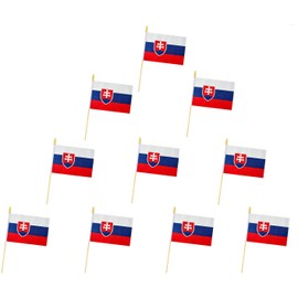 10 Pack Slovakia Flags - Handheld Flag- 5x8 in,Slovakia Mini Flag. Suitable For Party Decorations, Store Displays, Bar Decorations And National Day Parades.(Slovakia)