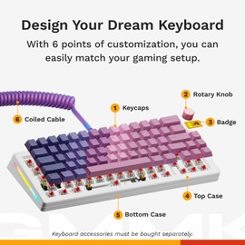 GLORIOUS Gaming - GMMK 3 Custom Mechanical Gaming Keyboard with Knob, 65% Compact Keyboard, Modular Gasket System, Doubleshot PBT Keycaps, Aluminum Switch Plate, Hotswappable Switches, ANSI (White)
