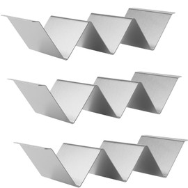 CHEUKYIU Pack of 3 Taco Holder Stainless Steel Taco Stand with Handles, Taco Tray Holder Taco Stands Taco Rack Wave-shaped Taco Tray Holds Snack Wave for Tacos Sandwiches Sausages