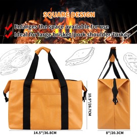 Hewomate BBQ Blanket for Resting Meat, Expanded Capacity Insulated Meat Resting Bag for Smoking, Reusable BBQ Resting Bag with Handle Strap for Large Briskets, Beef, Pork Shoulders, Turkeys
