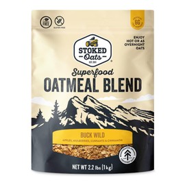 Stoked Oats - Buck Wild Oatmeal - High Protein, Low Sugar - Gluten Free, Non-GMO - Perfect for Breakfast (35.3oz)