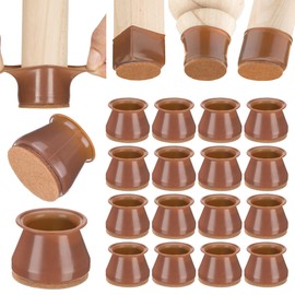 Aneaseit Chair Leg Floor Protectors - 16 pcs Brown - Felt Bottom Silicone Pads for Hardwood Floors & Furniture Feet - Rubber Caps for Chairs - Large