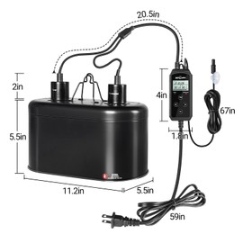 REPTI ZOO Reptile Light Fixture with Thermostat and Timer, Dual Deep Dome Fixture with PID Reptile Dimming Thermostat Switching Thermostat Heat Lamp Temperature Controller and Timing Function