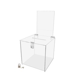 Marketing Holders Ballot Box 12" W Top Locking with Removable Sign Holder Countertop Enter to Win Raffle Ballots Bin Suggestions Forms Comments Tips Locking Display Box