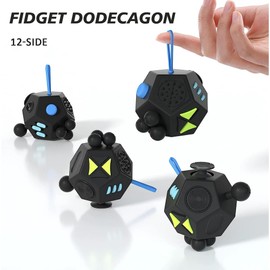 Fidget Dodecagon –12-Side Fidget Toys Cube Relieves Stress and Anxiety Anti Depression Travel Toy Easter Basket Stuffers Gifts for Children and Adults（A5 Black）