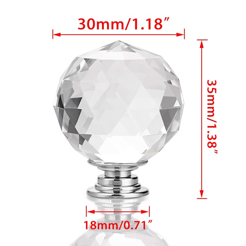 IGNPION 8x30mm Crystal Glass Cabinet Handle Knobs Kitchen Drawer Door