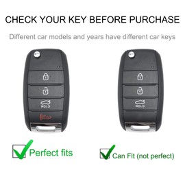 CACARLIKE for KIA Key Fob Cover with Leather Lanyard, Car Key Fob Case Compatible with Sorento Sportage Rio Soul Forte Optima Carens Picanto Smart Key Protector Holder