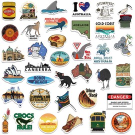 QTL Waterproof Vinyl Australia Stickers Pack Water Bottle Laptop Funny Stickers for Kids Teens Adults Party Supplies 50Pcs