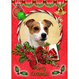 Jack Russell Dog Christmas Card Red 'Merry Christmas' - Special Animal Xmas Card for Him Her from Pets Kids