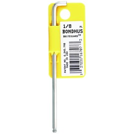 BONDHUS SBL1/4 No. 16712 Hexagonal Stubby, Ball Point, L-Wrench, Long, 1/4 Inch (Short Hand: 0.7 inches (18 mm), Long: 5.5 inches (140 mm), Plated
