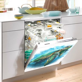 JIPONI Dishwasher Magnetic Cover Big Sea Turtle Painting Dishwasher Magnetic Kitchen Art Decor, Dishwasher Magnetic Sticker 23 W x 26 H Inch