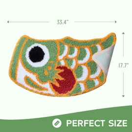 Feblilac Feblilac Cute Bathroom Rug Soft Green Fish Bath Rugs, Japanese Koi Decor Accent Rug, Microfiber Non-Slip Mat for Tub Shower Room Floor Carpet, Machine Wash 17.7"x33.5"