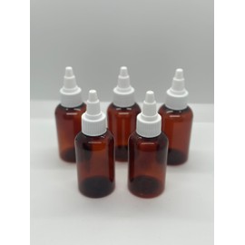 Caribbean Coastal Delights 2 oz Amber Plastic Boston Round Bottles with Twist Open/Close Cap, BPA-Free, Perfect for Essential Oils, Aromatherapy, and Beauty Blends - Travel Size (2 pack)