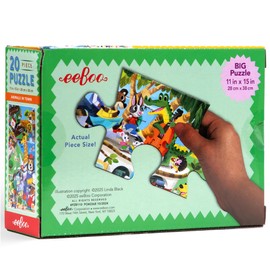 eeBoo: Animals in Town - 20 Piece Puzzle - 15 x11 Jigsaw, Sturdy Dustless Oversized Pieces, Characters & Community Scene, Preschool, Kids Ages 3+
