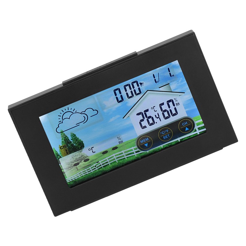 Weather Clock with Color Touch Screen Backlight Indoor Outdoor Thermometer