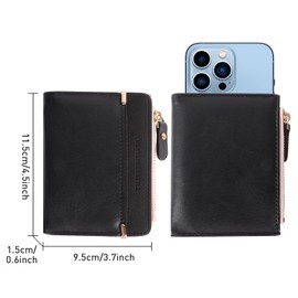 Ladies Purse, Women's Wallet Small Wallet Women Purse Coin Purse Women Credit Card Holder PU Leather Wallet Small Wallets Rfid Blocking Purses for Women Zipper Coin Purse with ID Window (Black)