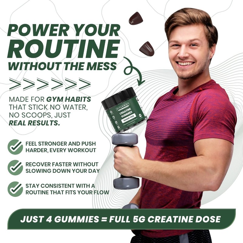 Vitammies Vegan Sugar Free Creatine Monohydrate Gummies for Muscle Gain
